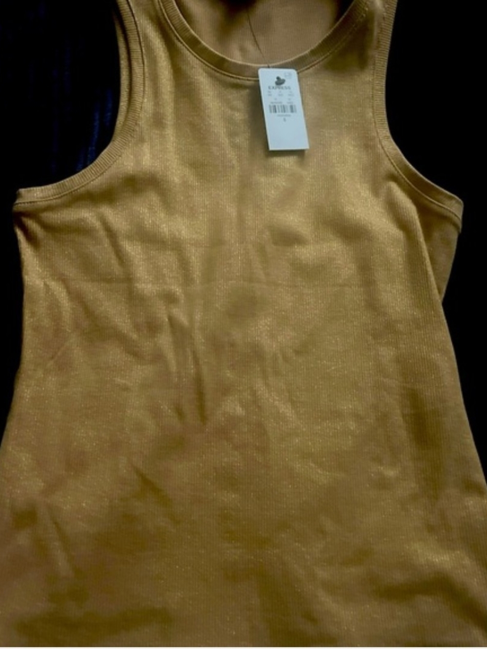 Express Women's Shiny Ribbed Tank Top - Tan NWT Size Small
